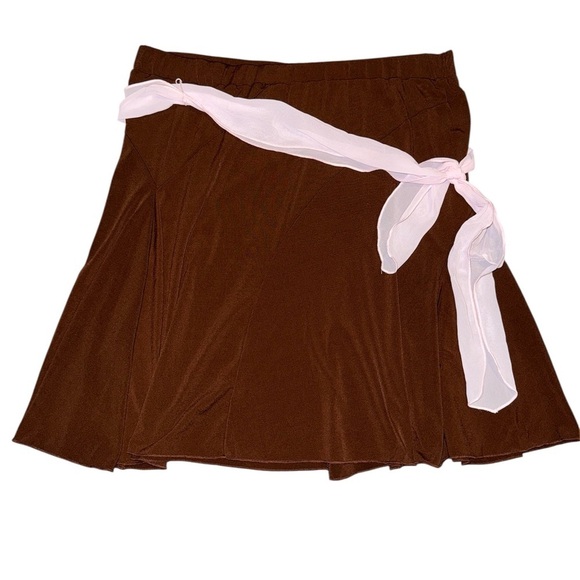 Brown Skirt with Pink Accent - Picture 1 of 3